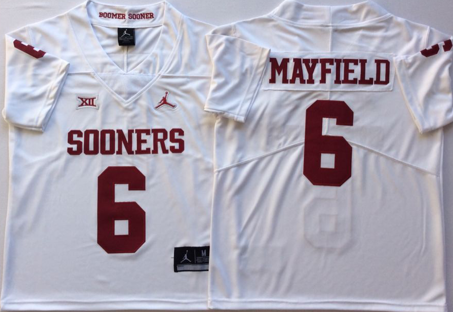 NCAA Men Oklahoma Sooners White 6 MAYFIELD